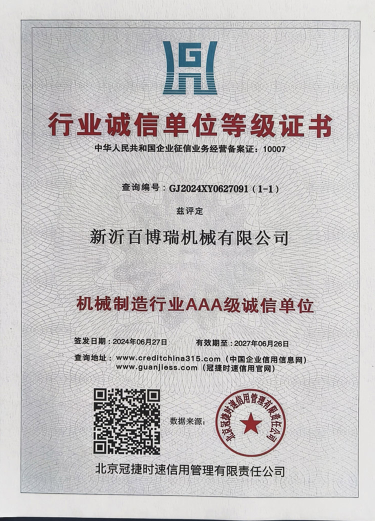 行業(yè)誠信單位等級(jí)證書